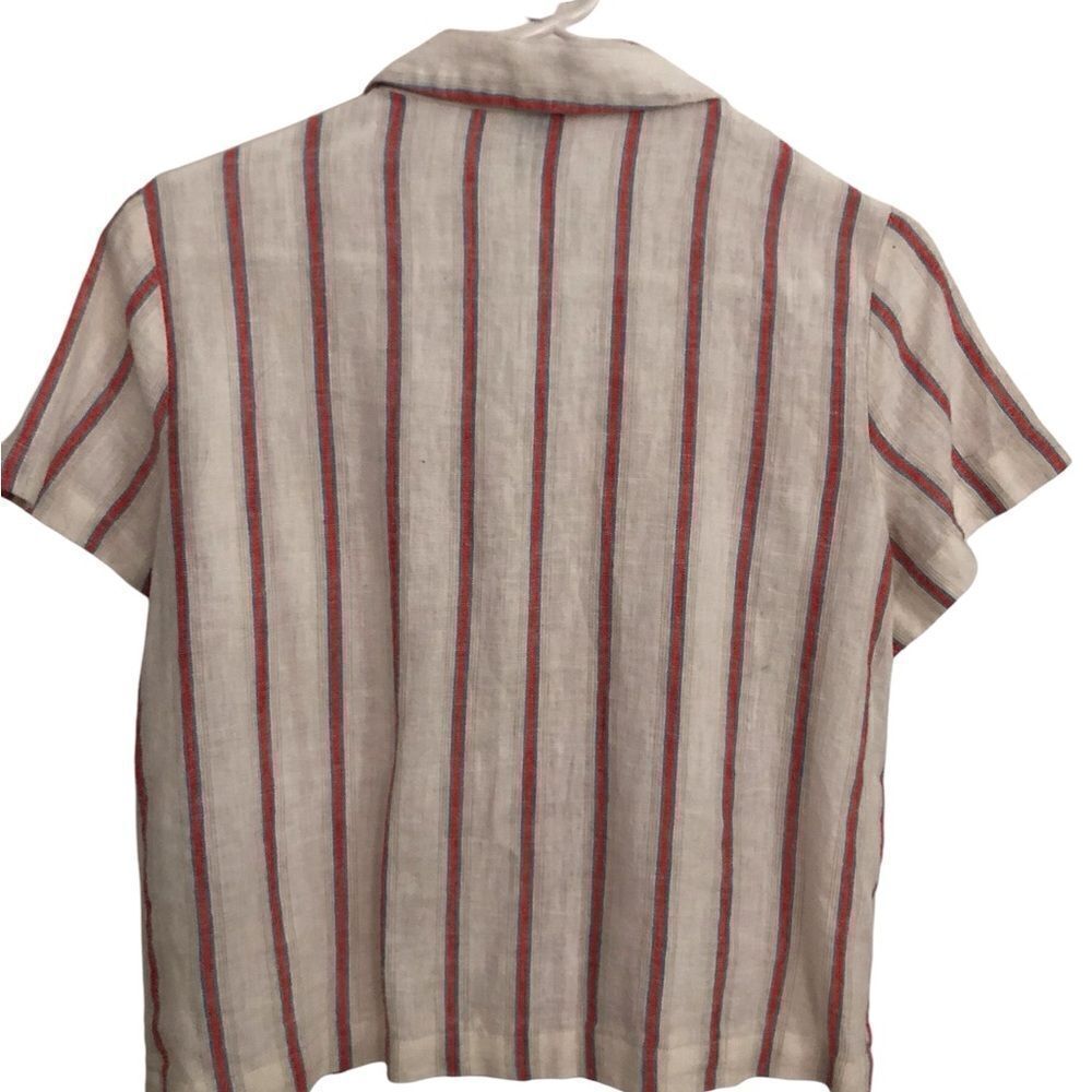 Universal Thread Linen Striped Button Up Short Sleeve Top - Picture 3 of 6